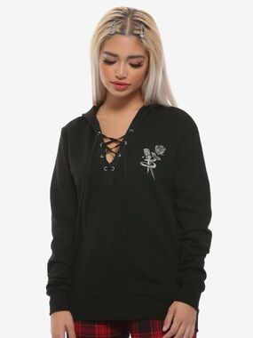 Buffy the Vampire Slayer Lace Up Hooded Sweatshirt Size Small Black